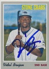 Vidal Brujan Signed 2019 Topps Heritage Minors Baseball Card #56 Stone Crabs