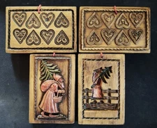 Springerle cookie mold ornaments - NWT - 4 designs of Santa and Hearts