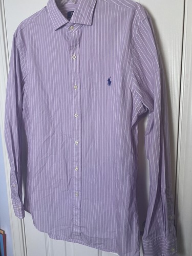 Camisa Polo Ralph Lauren con botones para hombre manga larga verde poni a rayas púrpura - Imagen 4 de 6