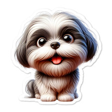 Shih Tzu, Funny Pet Vinyl Sticker, Water Resistant, Indoor, Laptop, 2 Sizes