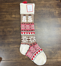 POTTERY BARN KIDS SNOWMAN CLASSIC FAIR ISLE CHRISTMAS STOCKING  NO MONO