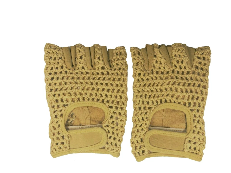 Guantes de cuero de ganchillo para ciclismo/bicicleta - bronceado británico vintage Foto 2 de 2