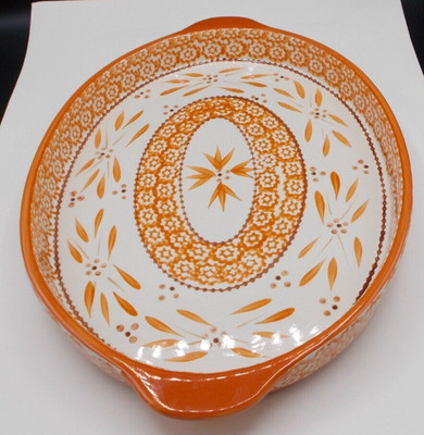 Beautiful Large 14'' by 10'' by 1.5'' Old World Orange Serving Tray / Dish