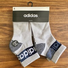 NWT Adidas Youth Quarter Socks, Gray Color, Y Size 13C-4Y