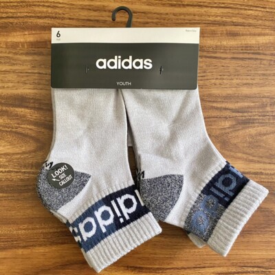 NWT Adidas Youth Quarter Socks, Gray Color, Y Size 13C-4Y