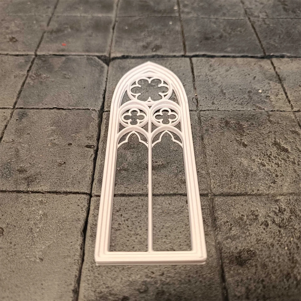 2PC 1/6 Scale Dollhouse Miniatures Gothic Windows Unpainted Vintage Accessories - Image 3 of 4