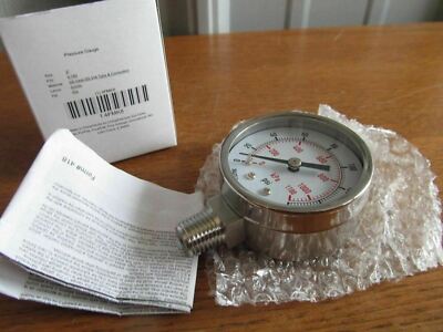 Stainless 2'' Air/Water etc. Pressure GAUGE 1/4''npt 0-160psi SS #4FMK8 (U-75)