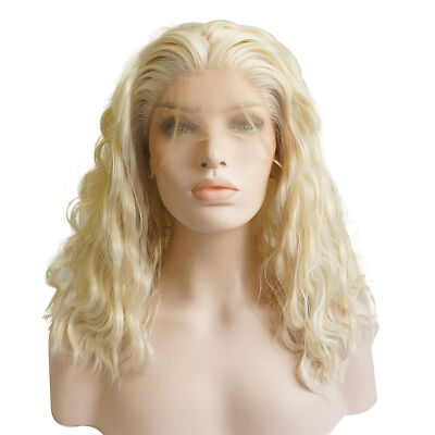 Blonde curly medium length 14 in curly Lace Wig Unique Bargains Lace Front Wigs for Women 14 main image 2