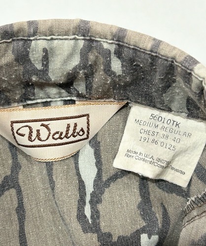 Vintage 80s Walls Trebark Camo Hunting Shirt Button Up Long Sleeve Men's Size M - Picture 8 of 9