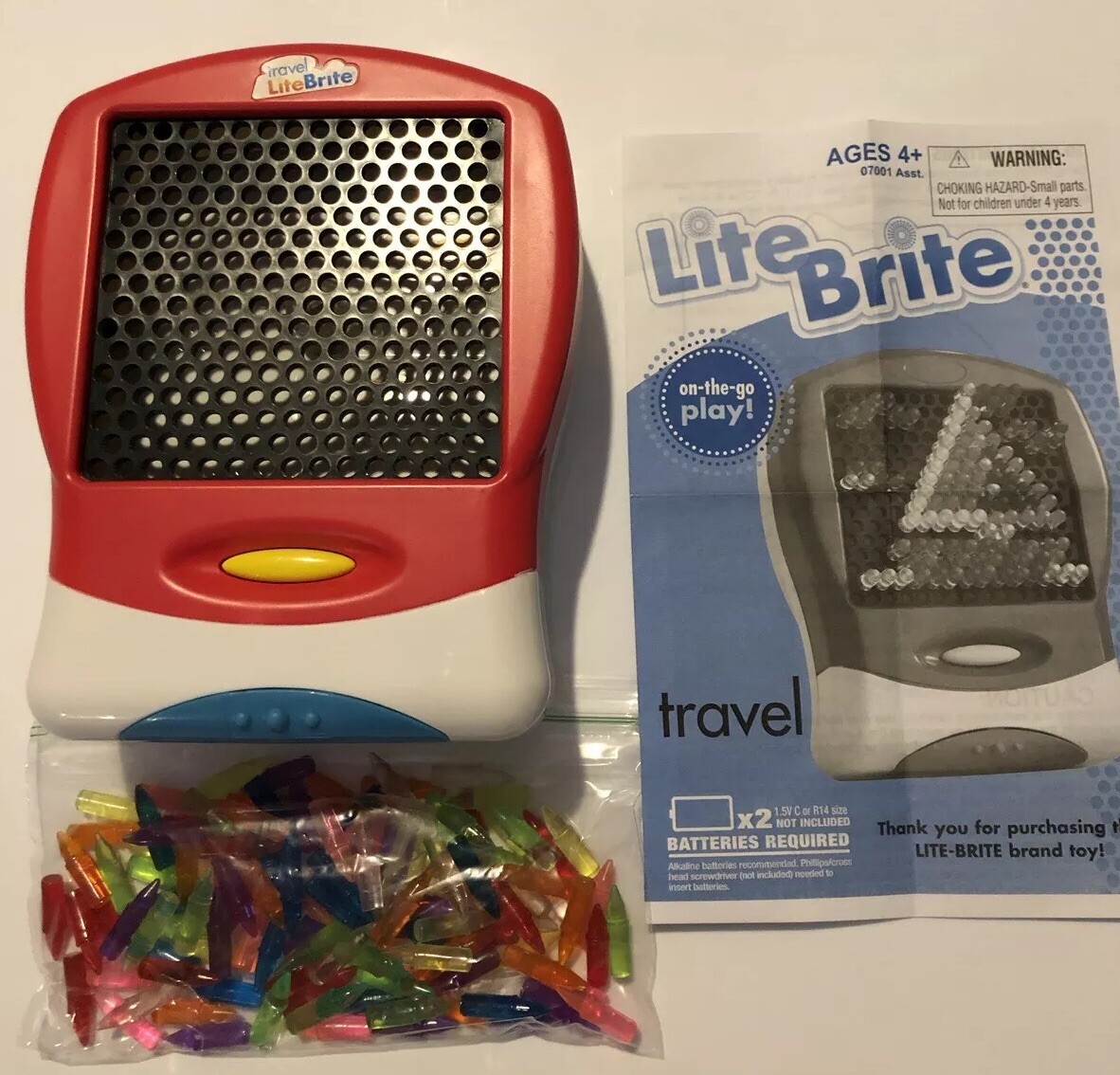 CLASSIC LITE BRITE HANDHELD TRAVEL EDITION AUTO SHUT OFF LIGHT