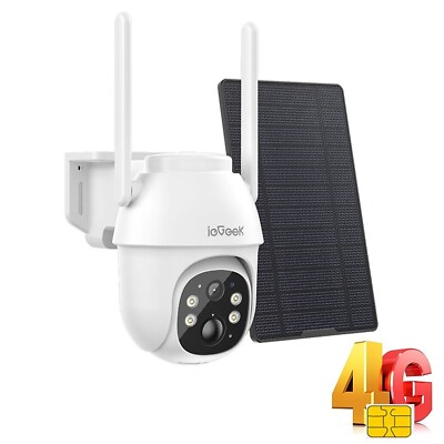 ieGeek Outdoor Wireless 4G LTE Solar Security Camera Home Battery CCTV System