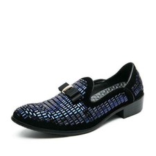Mens Pointed Toe Dress Formal Oxfords Slip on Party Rhinestone Club Casual Shoes