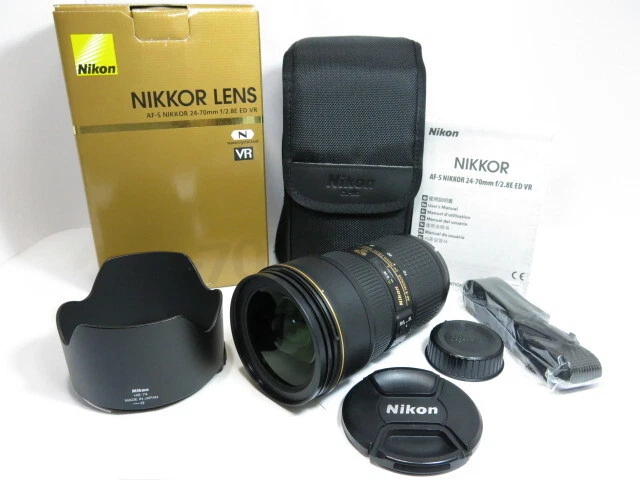 Nikon AF-S NIKKOR 24-70mm F2.8E ED VR nanoclear lens, HB-74 genuine hood, CL-M3