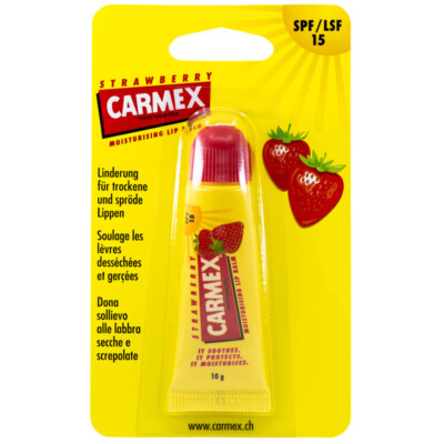 Carmex Erdbeere Lippenbalsam Tube Aroma SPF15 Wasserfest 10ml / 0,35oz US
