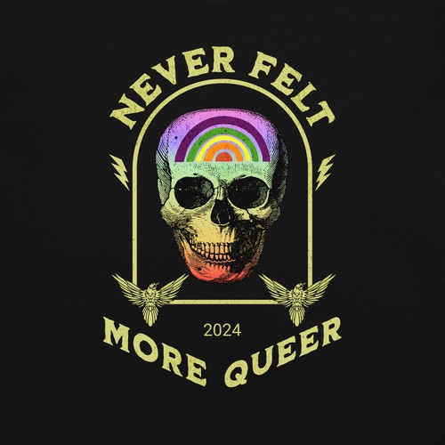 Never Felt More Queer Skull Rainbow LGBTQ Pride 2024 Comfort Colors T Shirt