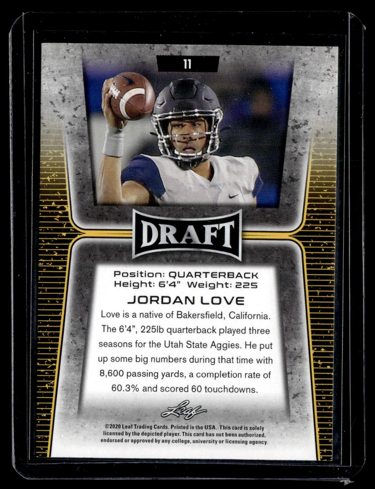 2020 Leaf Draft #11 Jordan Love Near mint or better - Image 2 of 2