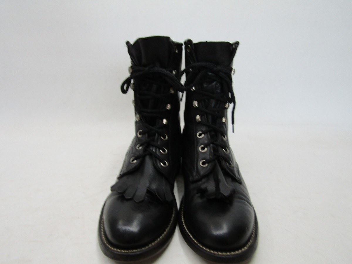 COWTOWN Mens Size 5 D Black Leather Laces Kilt Cowboy 
