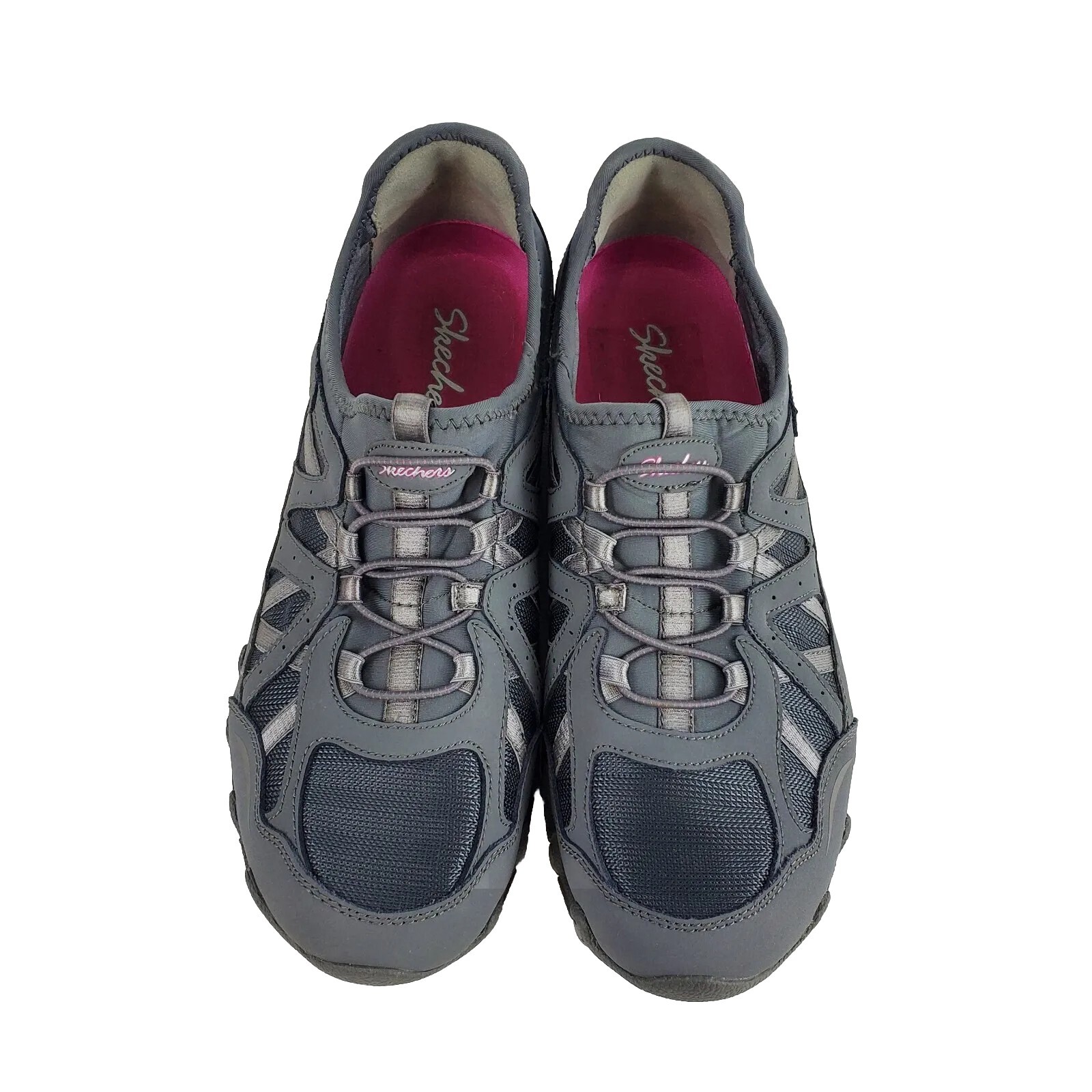 Skechers Women's 9 Gray/Silver Sparkle slip Sneaker Sport Shoe Athletic  22406R