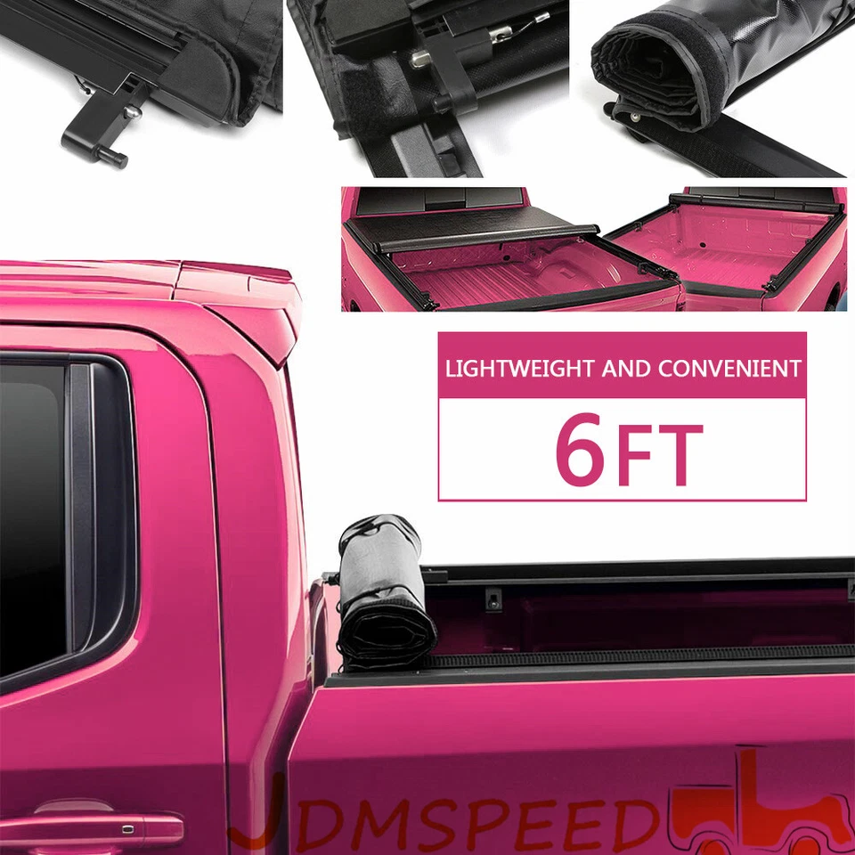 Cubierta Tonneau enrollable suave platón de 6 ft para Toyota Tacoma 2016-2022 Foto 3 de 4