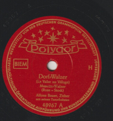 Alfons Bauer Mit Seinen Solisten - Dorf-Walzer / Echo-Idyll 1952 Shellac, 10'' Po