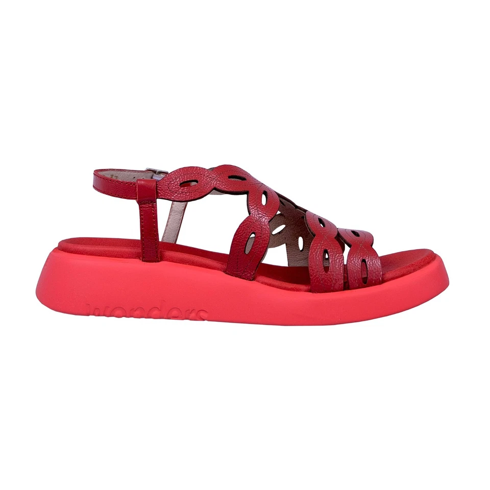 Wonders Darya Damen Sandalen Flach Rot Leder C-6542 - Komfort - Bild 2 von 4