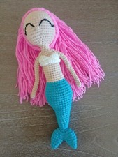 Handmade Crotchet Mermaid Doll Pink Hair