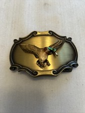 Rare Vintage 1978 Raintree Belt Buckle: Flying Duck Hunter Hunting Design