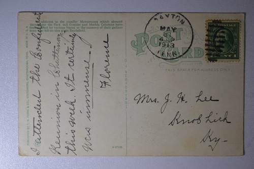 1913 SOUTHERN STATES MONUMENTS CHATTANOOGA TN POSTCARD 529 - Picture 2 of 2
