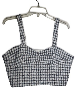 Amanda Uprichard Top Size Large White Cropped Tweed Percy Sweetheart