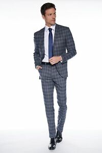 Steffen Klein Herren Anzug Slim Fit Kariert Business Suit Karo Zweiteiler Casual Ebay