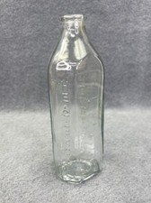 Vintage Fire King Heat Proof 8oz clear 6 sided Baby Bottle.
