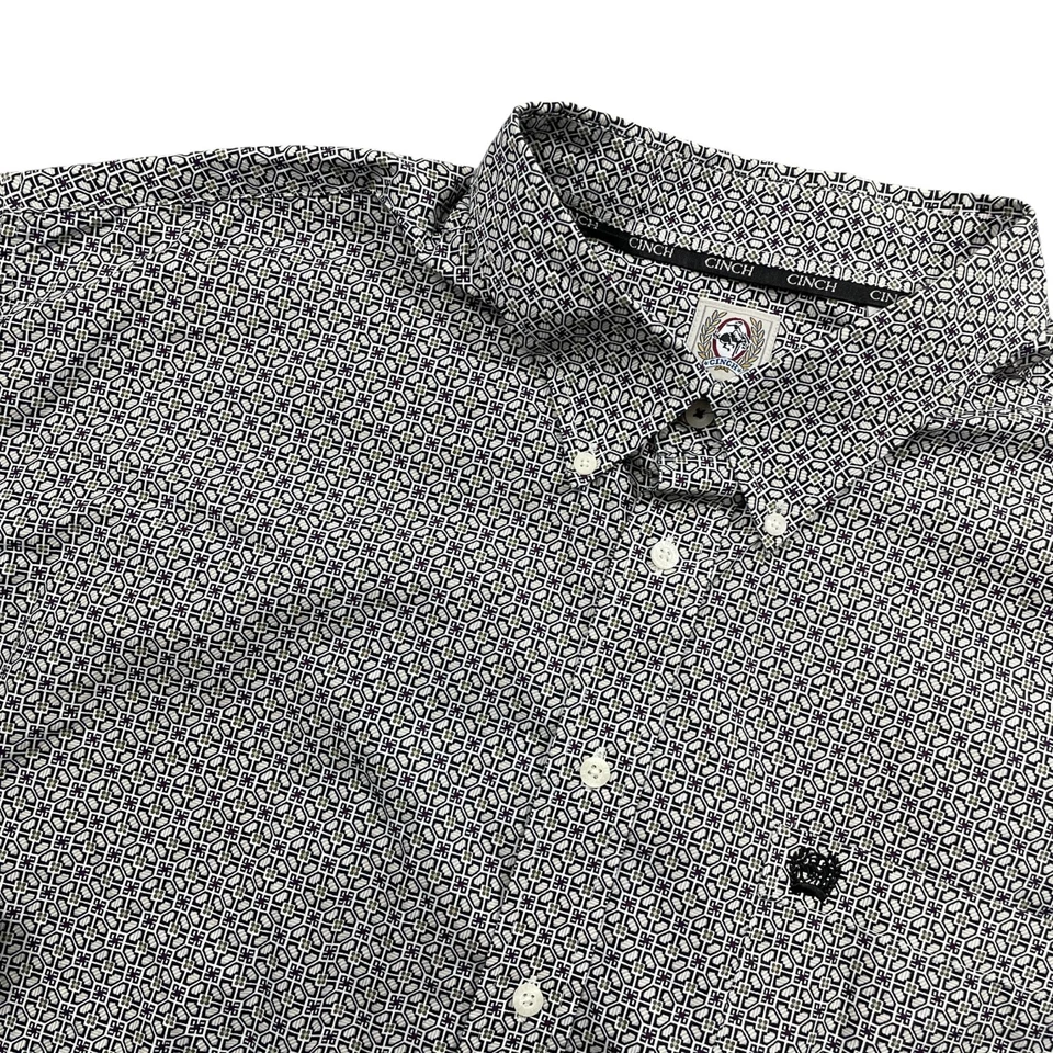 Camisa de vestir Cinch XXL manga larga abotonada cuello botón bolsillos 100 % algodón Foto 2 de 4