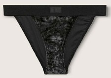 Victoria's Secret PINK Wide Waistband Velvet Bikini Panty Black M L XL XXL NWT