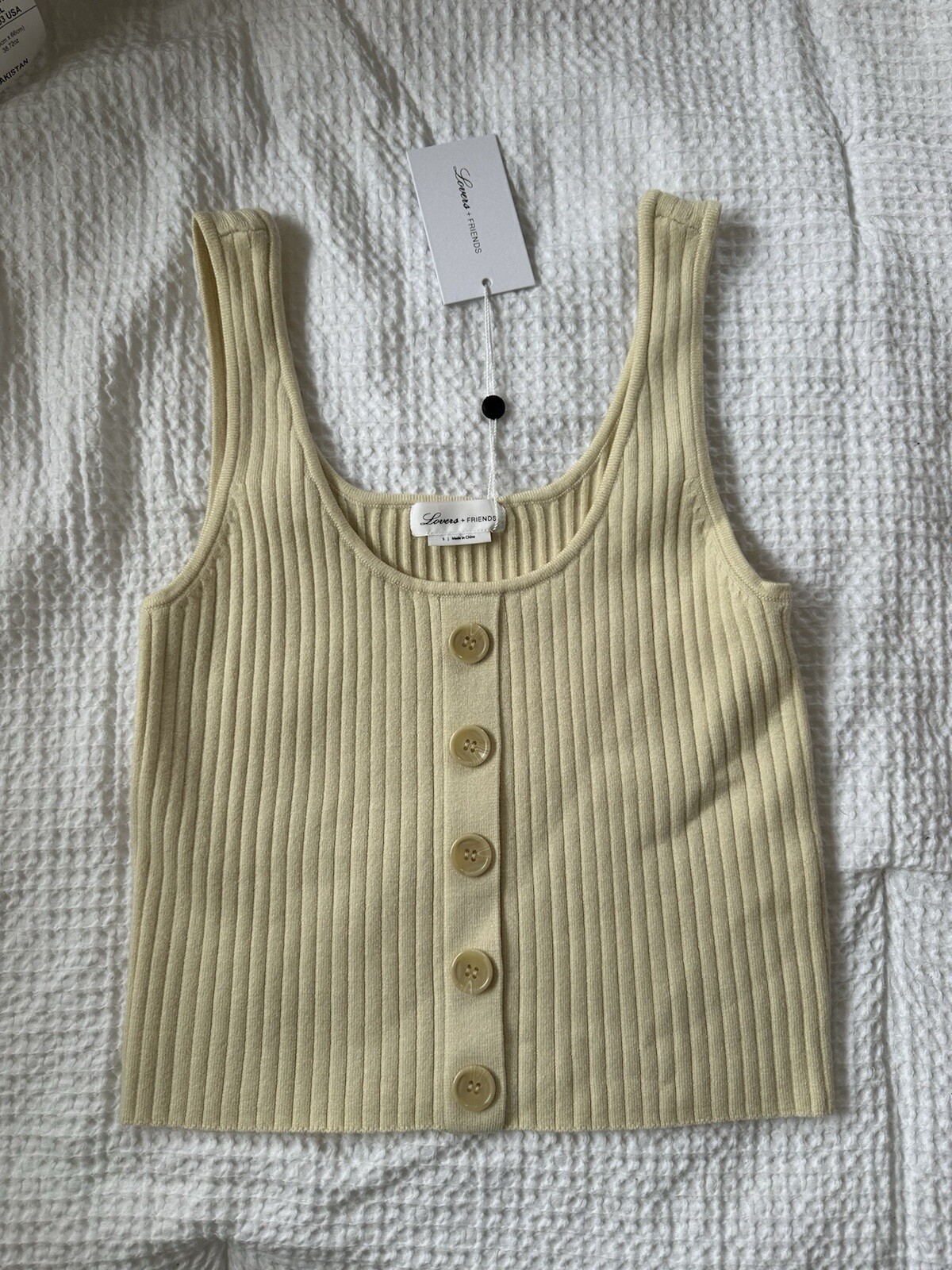 Lovers & Friends Cream Ribbed Knit Tank NWT