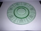 Green Depression press glass CHIP & DIP serving PLATE 11 1/2"  Wide