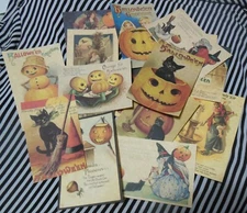 Set of 16 Vintage/Victorian/Primitive look Halloween vintage postcard images #3