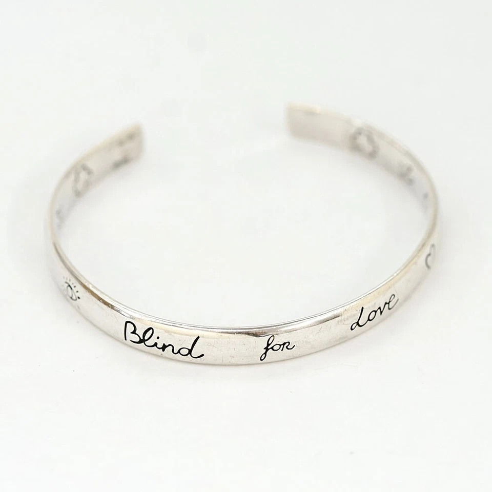 GUCCI G Logo BLIND FOR LOVE Cuff Bracelet 5.5" Silver 925 Auth o1142 w/Box - Image 2 of 4