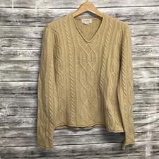 Vintage J. Crew Cable Knit Sweater Womens Medium Ivory Fisherman 100 Lambswool