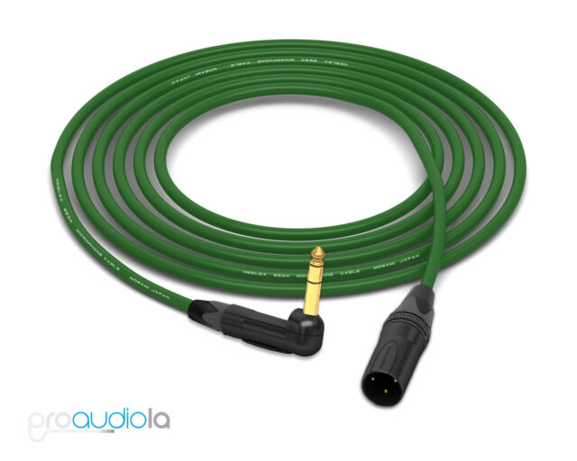 Mogami 2534 Quad Cable | Neutrik Gold 90º TRS to XLR-Male | Green 2.5 Feet 2.5