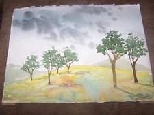 Original Watercolor By Peg Humphreys, Storms A Brewin 11.25" x 15"