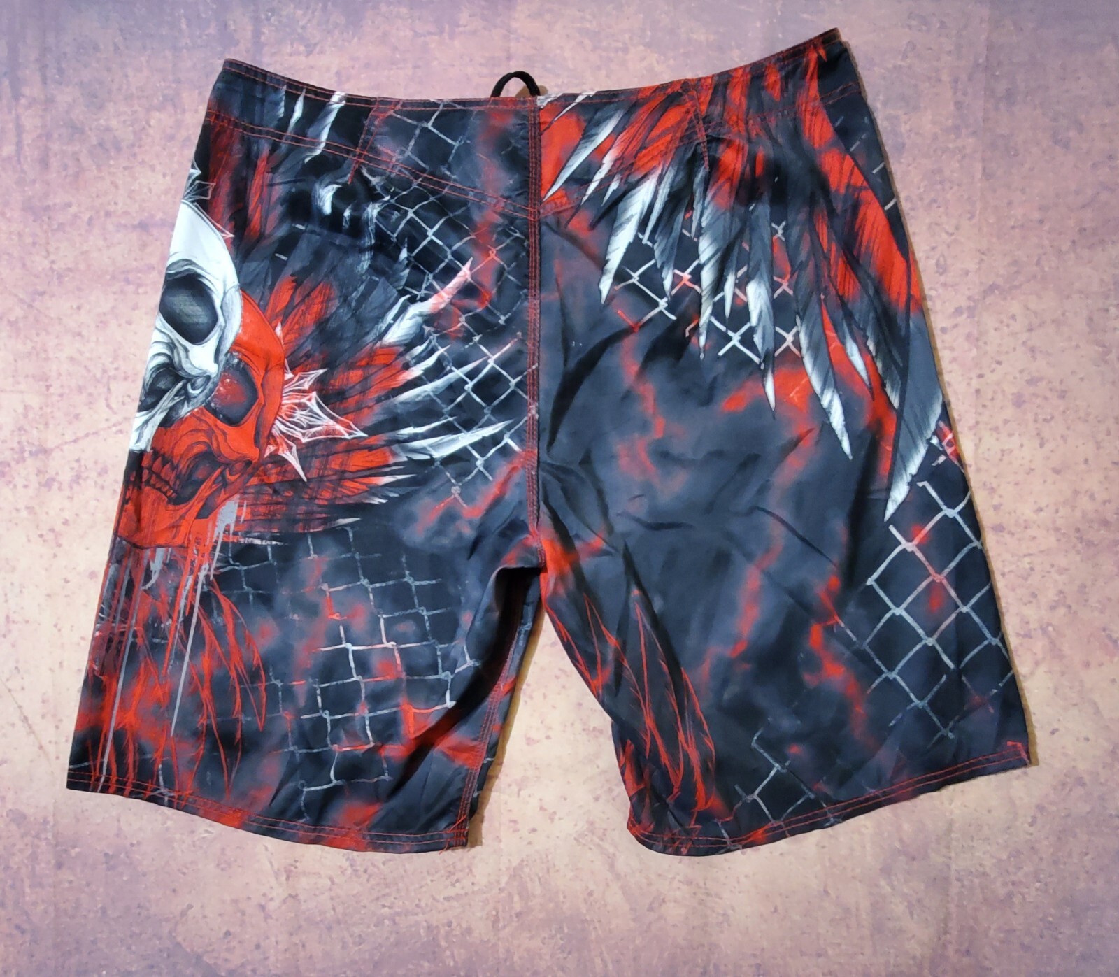 Combat Sports MMA Board Shorts - Stretch Polyester With Drawstring Waist & Leg Slits For Training