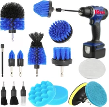 15Pcs Car Cleaning Kit Interior Detailing Kit, Blue Drill Brush Attachments