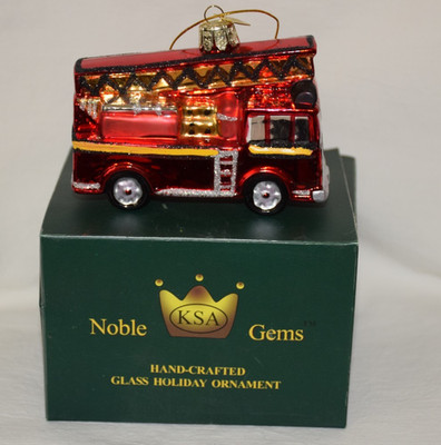 Kurt Adler KSA Noble Gems Fire Engine Truck Christmas Ornament!!