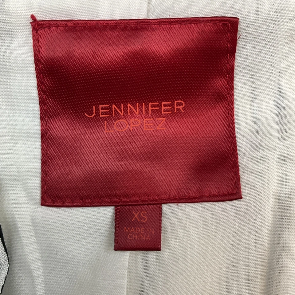 Blazer feminino Jennifer Lopez XS jaqueta listrada bolsos frontais abertos clássico - Imagem 3 de 4