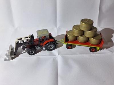 Siku 3067+2890 Farmer-Serie Massey Ferguson+Ballentransportanhänger  Sammler