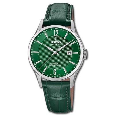 Festina Herrenuhr Swiss Made Armbanduhr Leder grün UF20007/5