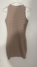 Woman’s Sleeveless BodyCon Mini Tan Dress Size Small