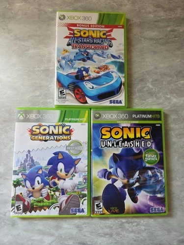 Sonic The Hedgehog Game Lot Xbox 360 -Unleashed, Generations, Racing Transformed