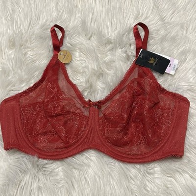 Wacoal 40D Bra Red Retro Chic Full Figure 855186 Underwire Back Close NEW $72