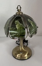 Desk/Table Lamp Wolf Theme 8" Diameter 6 Panels Glass OK Lighting